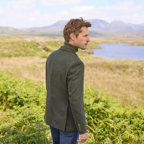 Classic Green Herringbone Tweed Blazer