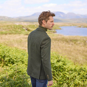 Classic Green  Herringbone Tweed Blazer